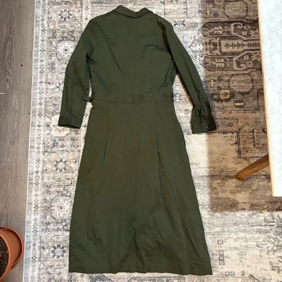 J.McLaughlin Nikita olive green wrap belted utility midi dress size M - Picture 9 of 12